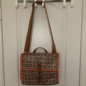 Fossil Keyper Large Geometric Print Canvas Crossbody Messenger Bag NWOT